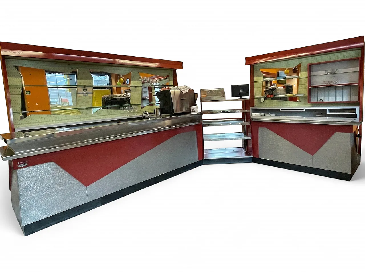 Imponente Bancone Bar Professionale Italiano 1956 - Design Industriale 12