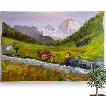 Oil painting on canvas signed Dalla, 90s