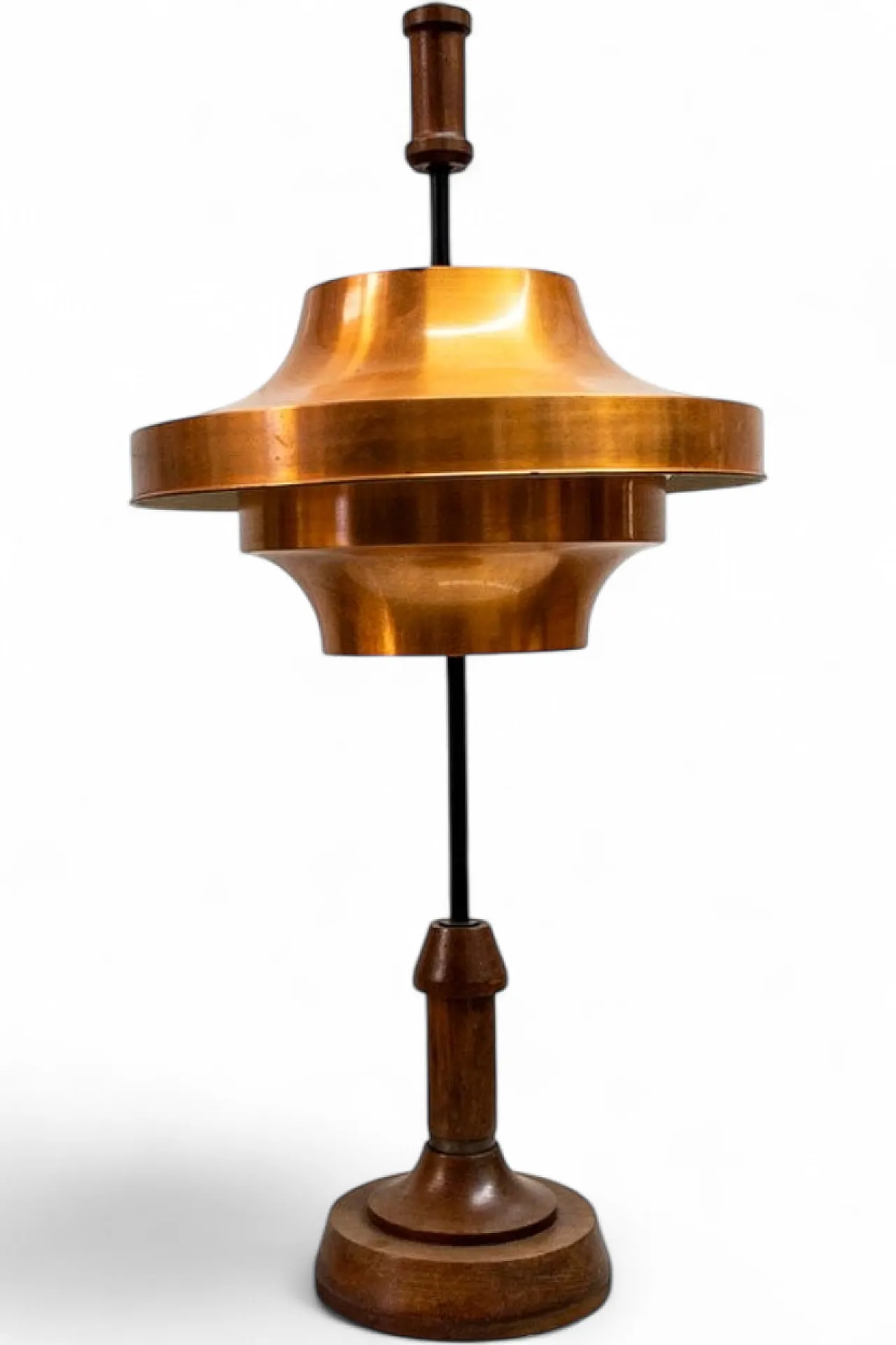 Lamp with wooden frame and copper lampshade by Stilnovo, 1950s 5