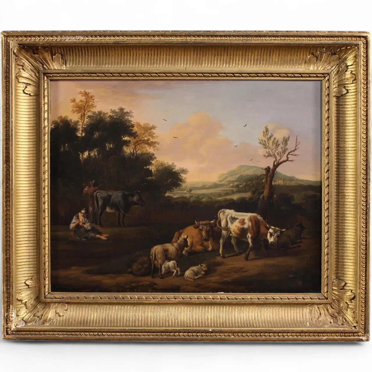 Flemish bucolic landscape painting, 18th century 18