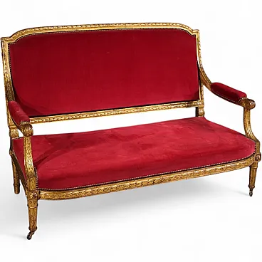 French red velvet sofa, 19th century
