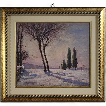 Italian snowy landscape painting signed and dated, 1932