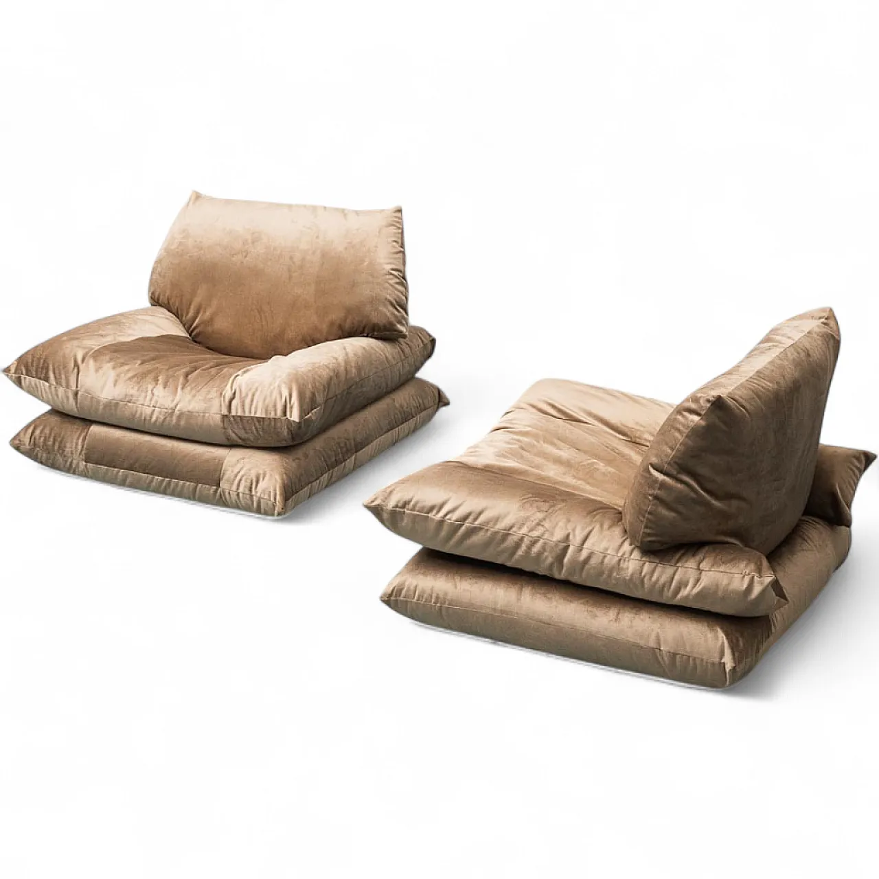 Pair of brown velvet armchairs, 1970s 10