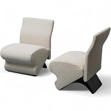 Pair of armchairs in light fabric, 1970s