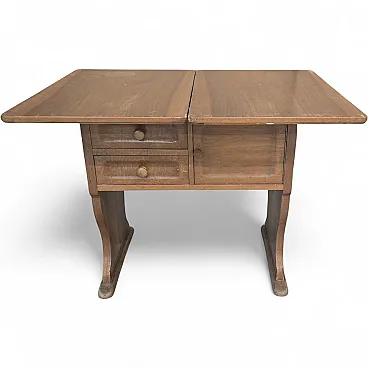 Space-saving wooden coffee table with drawers and compartment, 1970s