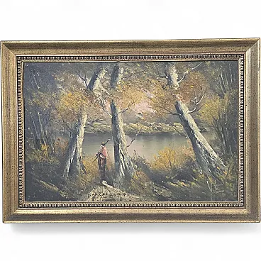 Autumn Landscape, painted with gilded frame, 1970s