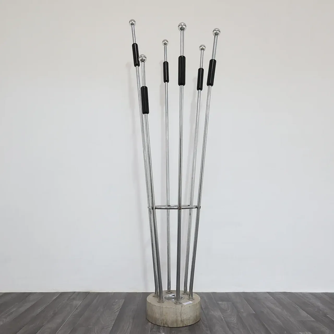 Mannelli brothers' travertine and steel coat rack, 1970s 1