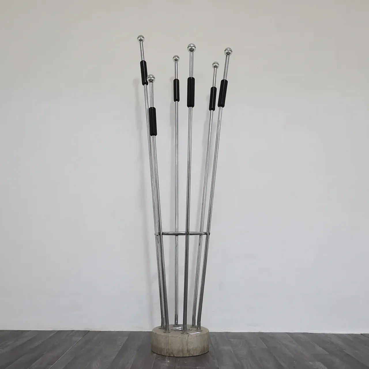 Mannelli brothers' travertine and steel coat rack, 1970s 8