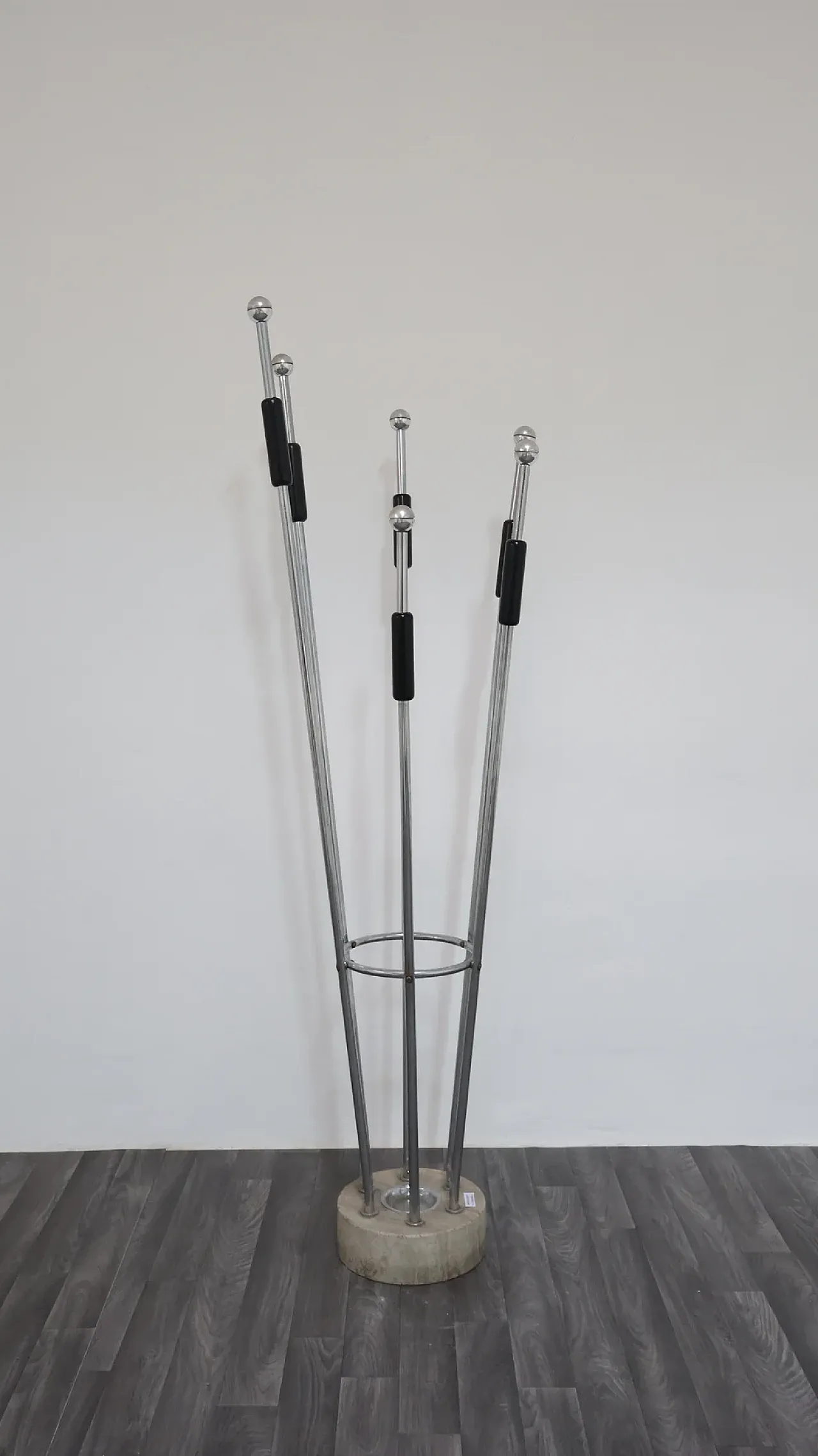 Mannelli brothers' travertine and steel coat rack, 1970s 13