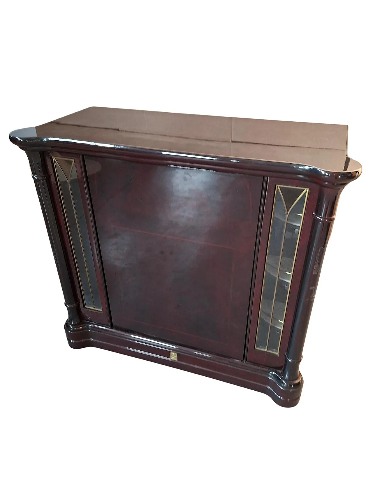 Rotating mahogany burl cabinet by Mastro Cappellini, 1970s 3