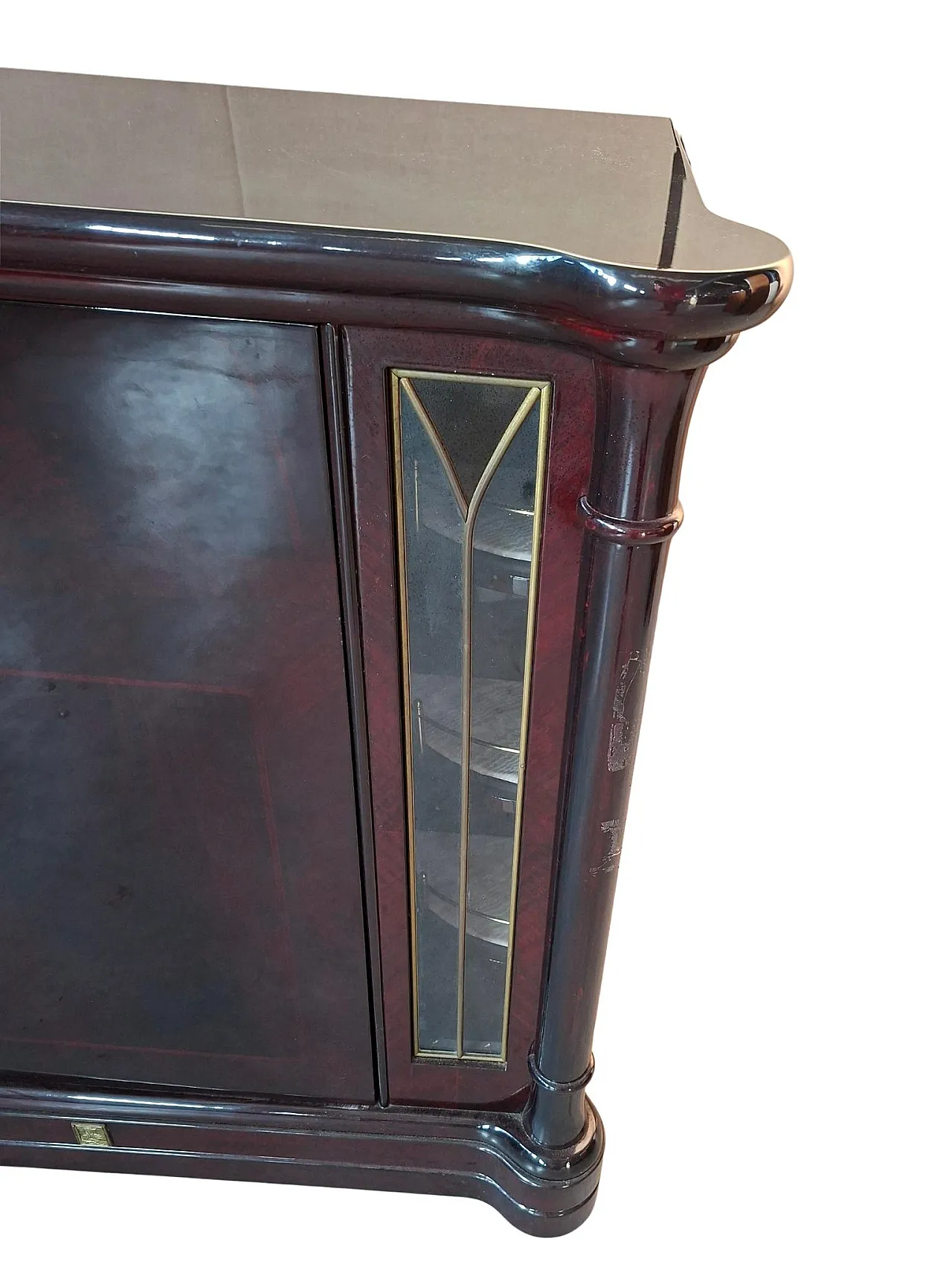 Rotating mahogany burl cabinet by Mastro Cappellini, 1970s 5