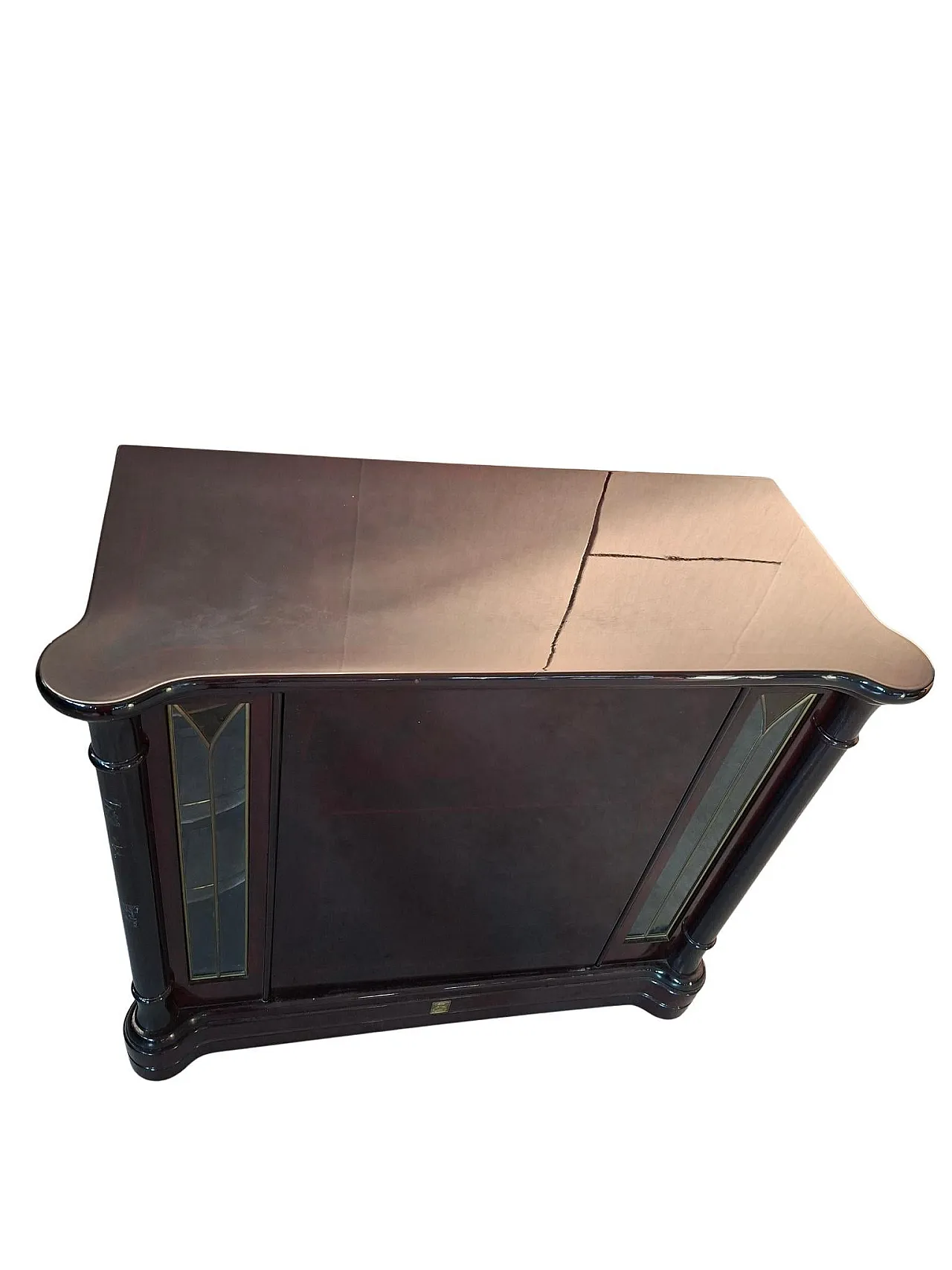 Rotating mahogany burl cabinet by Mastro Cappellini, 1970s 6