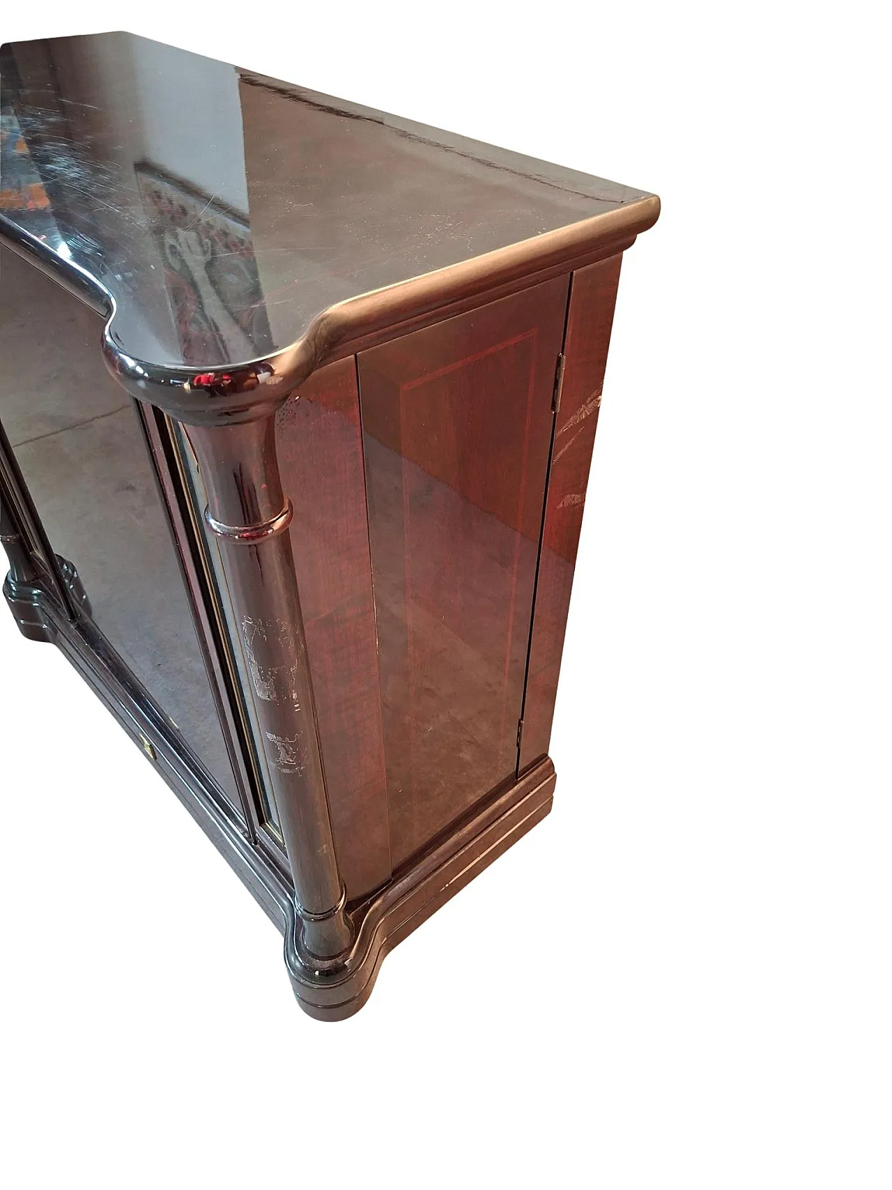 Rotating mahogany burl cabinet by Mastro Cappellini, 1970s 11