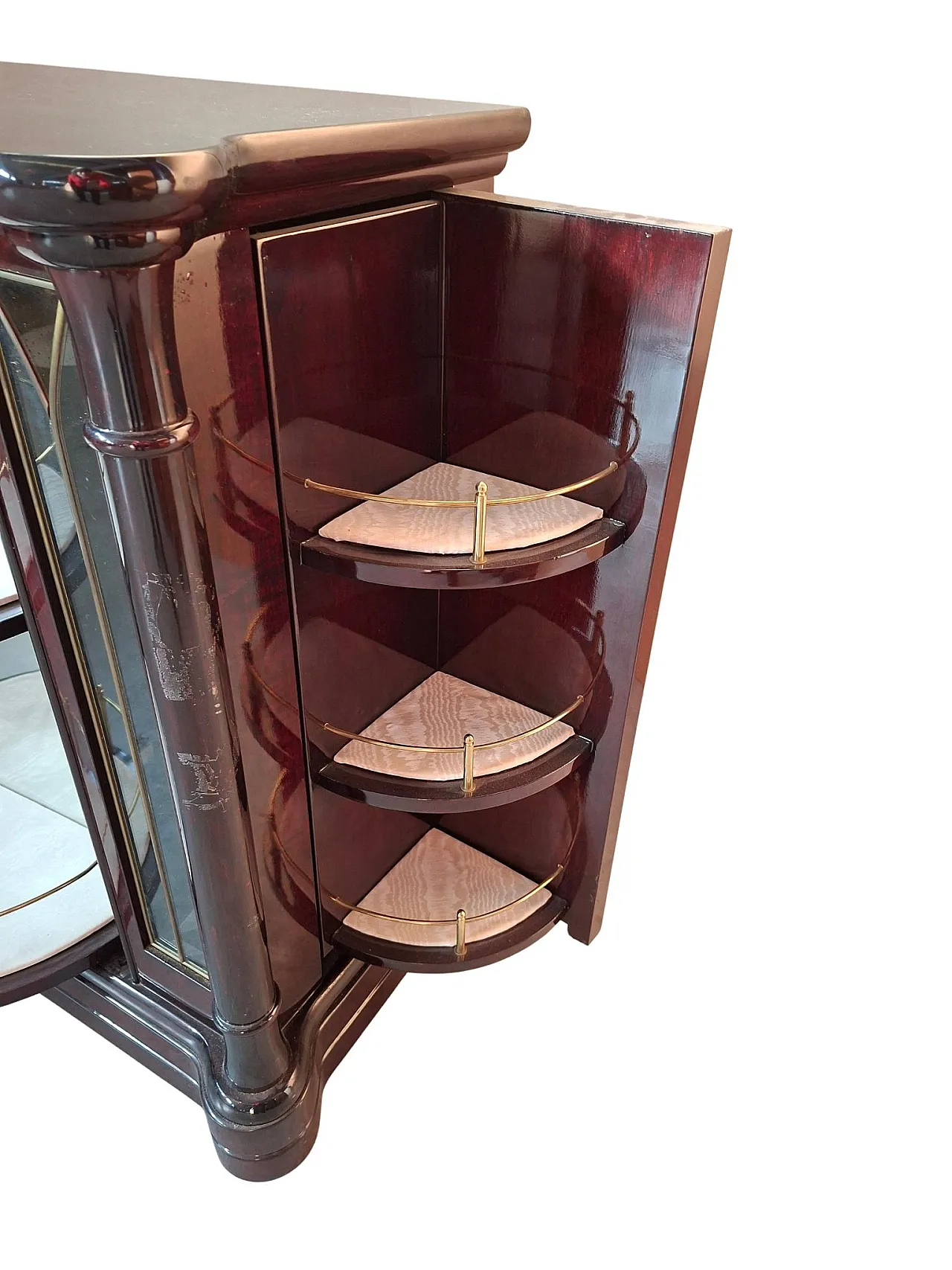 Rotating mahogany burl cabinet by Mastro Cappellini, 1970s 13