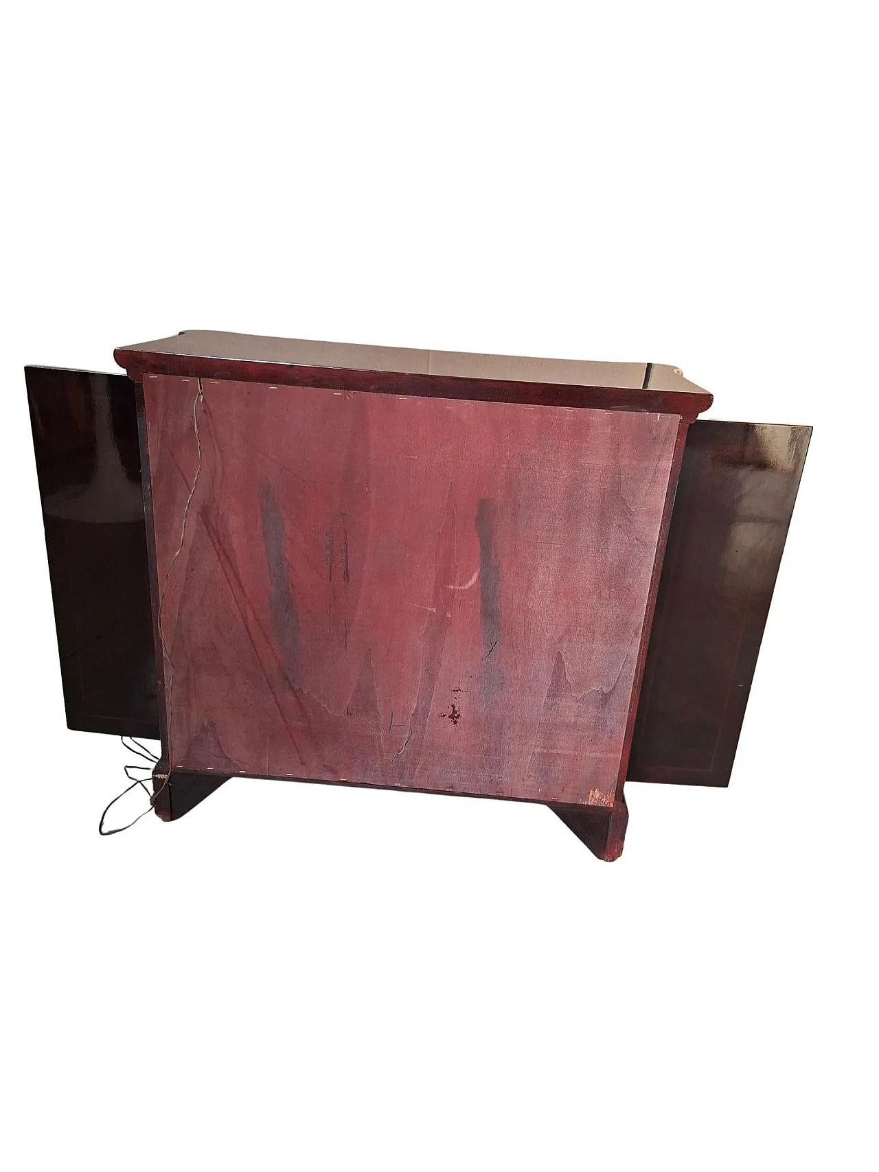Rotating mahogany burl cabinet by Mastro Cappellini, 1970s 19