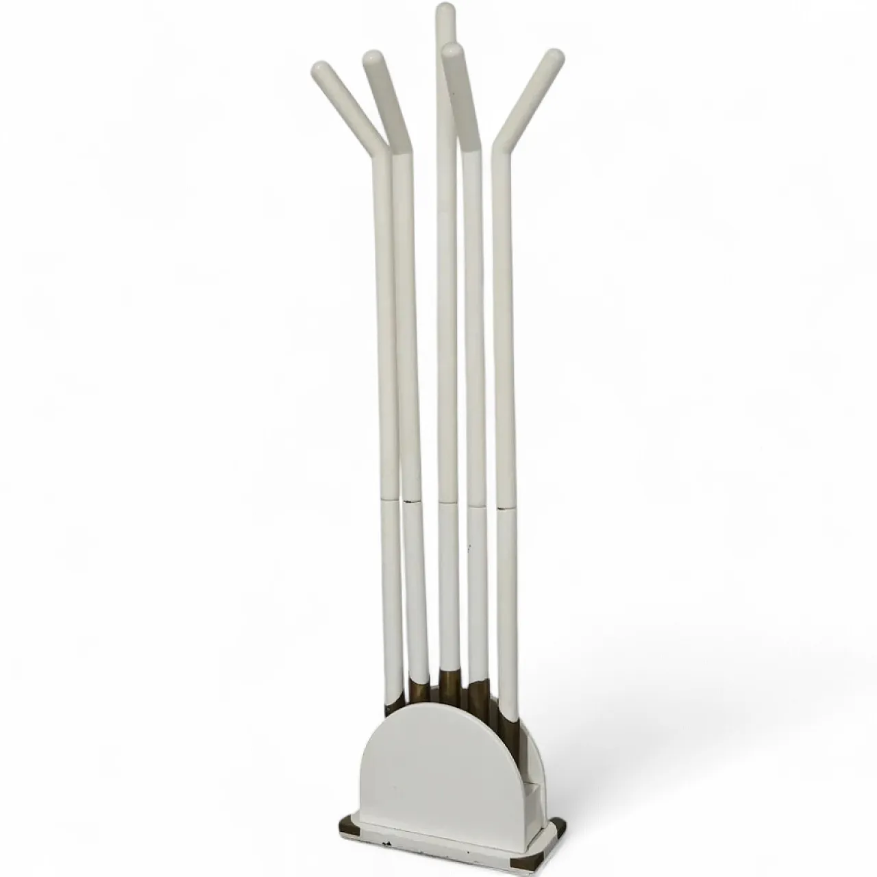 Wooden and brass coat rack, 1980s 13