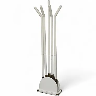 Wooden and brass coat rack, 1980s