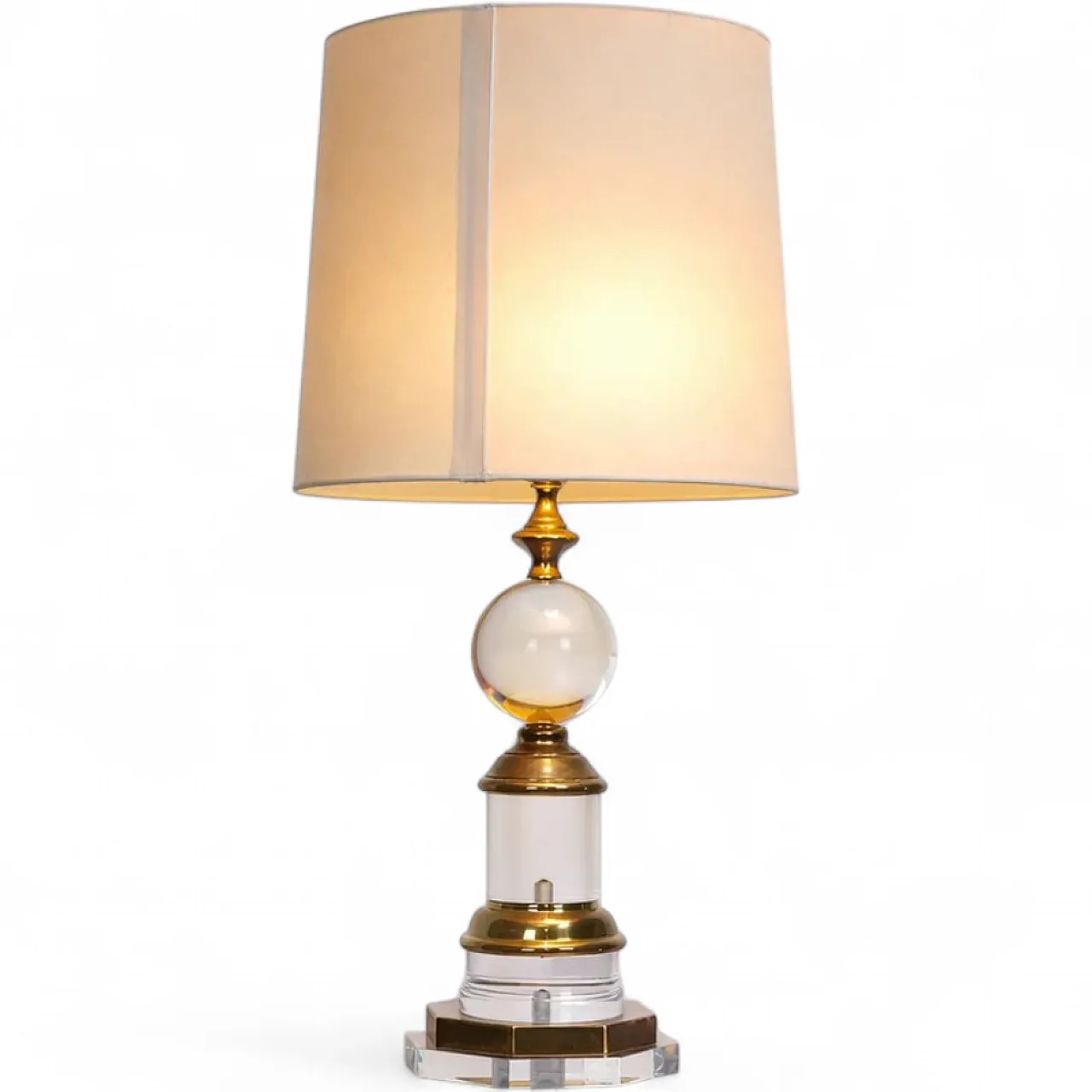 Hollywood Regency acrylic brass lamp, 1970s 12