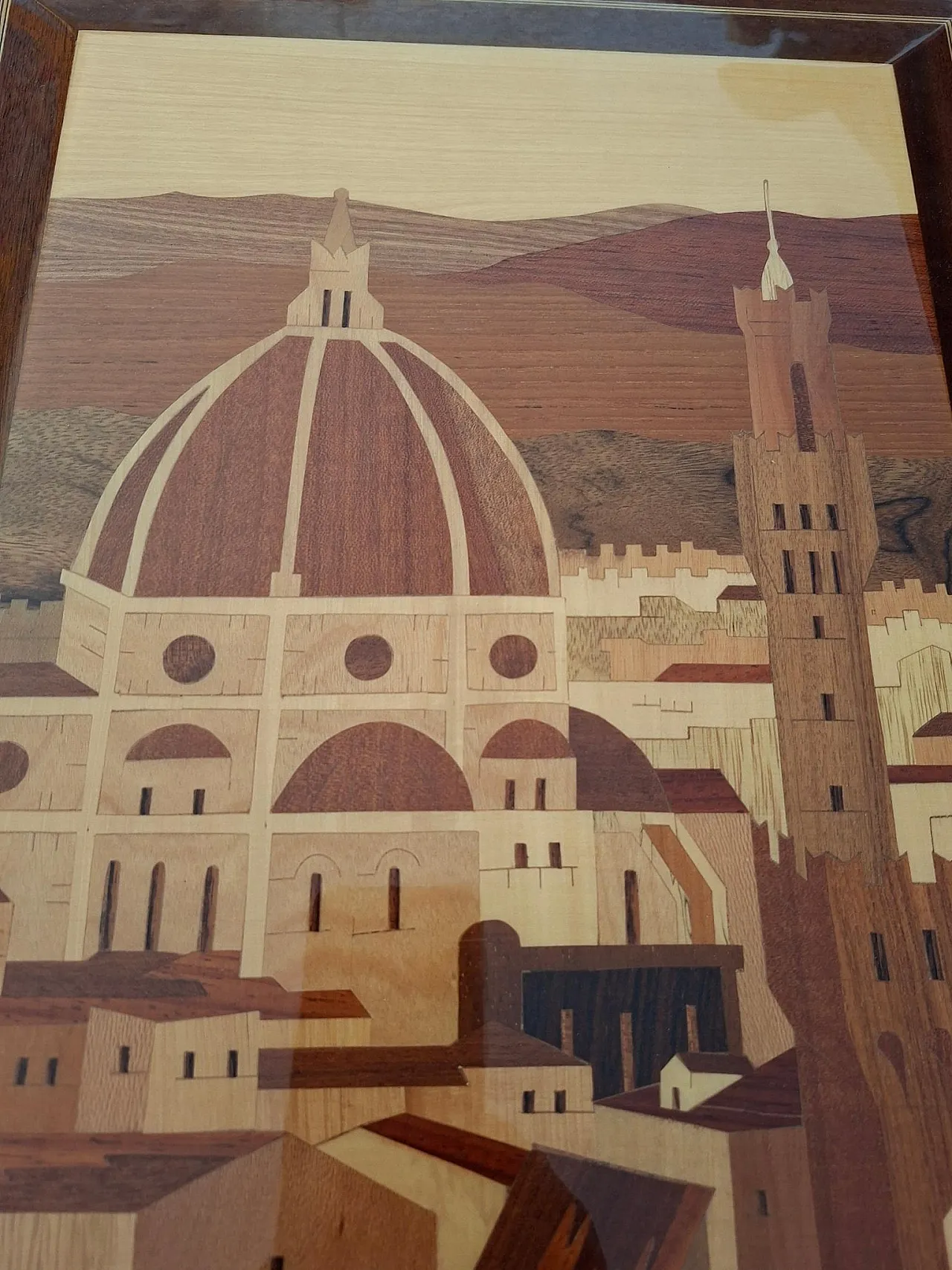 Panorama Florence, wooden inlay painting, 1980s 3