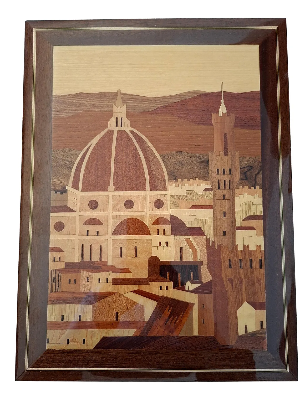 Panorama Florence, wooden inlay painting, 1980s 7