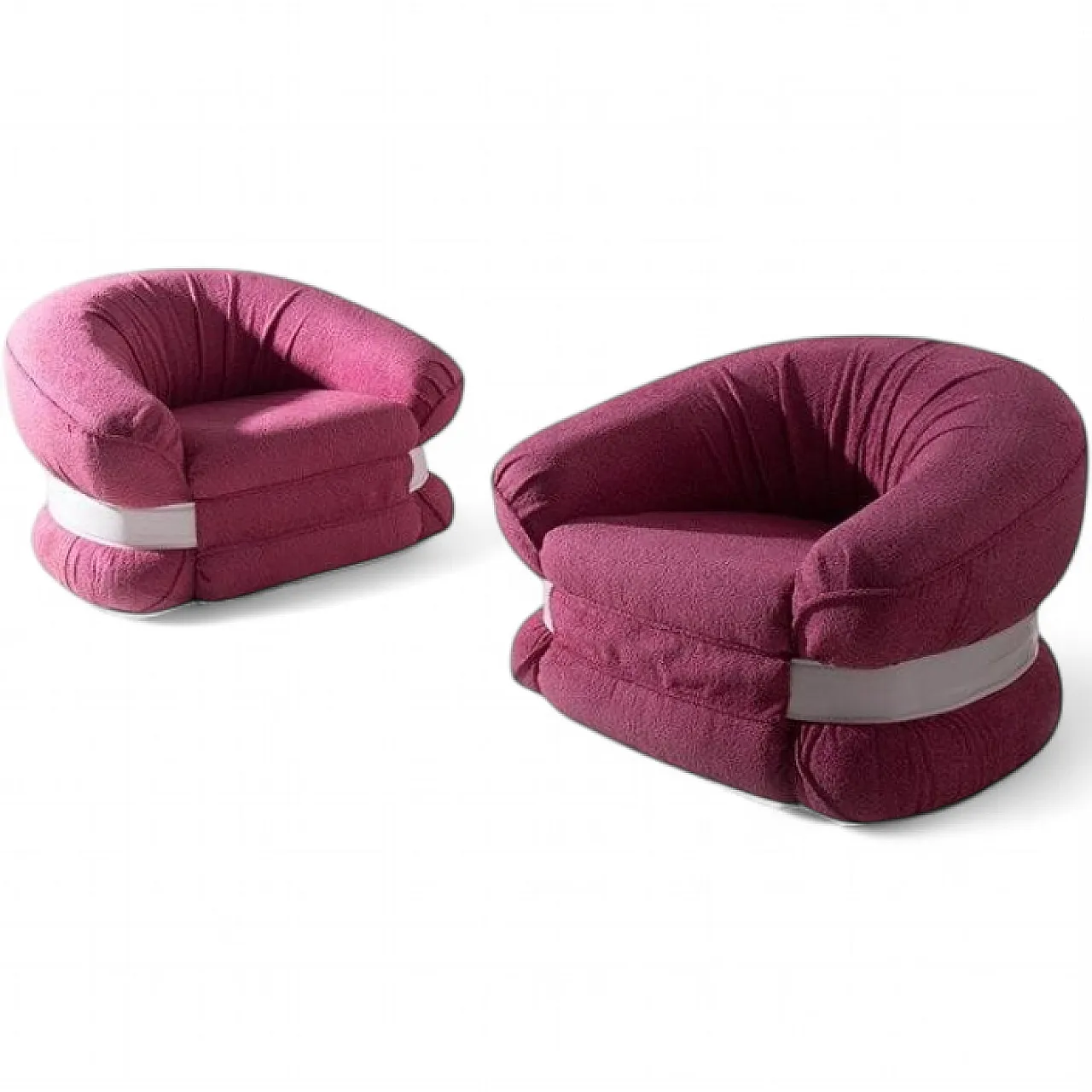 Pair of armchairs Premiere by Adriano Piazzesi in pink bouclé, 1970s 15