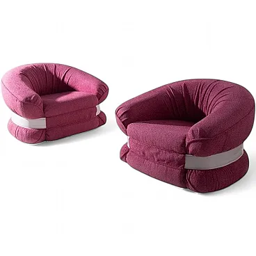 Pair of armchairs Premiere by Adriano Piazzesi in pink bouclé, 1970s