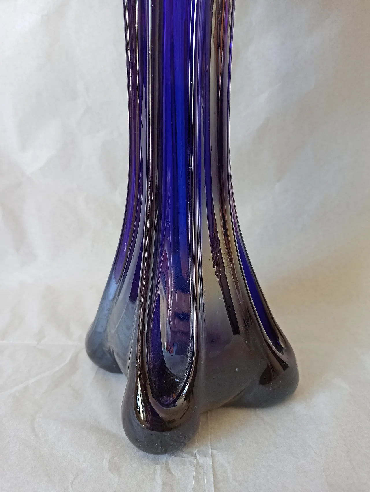Vaso Murano Carnevale Blu Vetro, anni '70 6