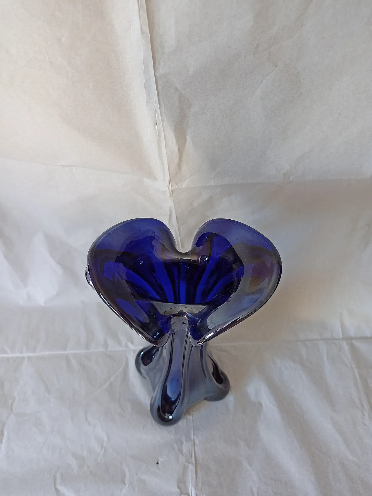 Vaso Murano Carnevale Blu Vetro, anni '70 11