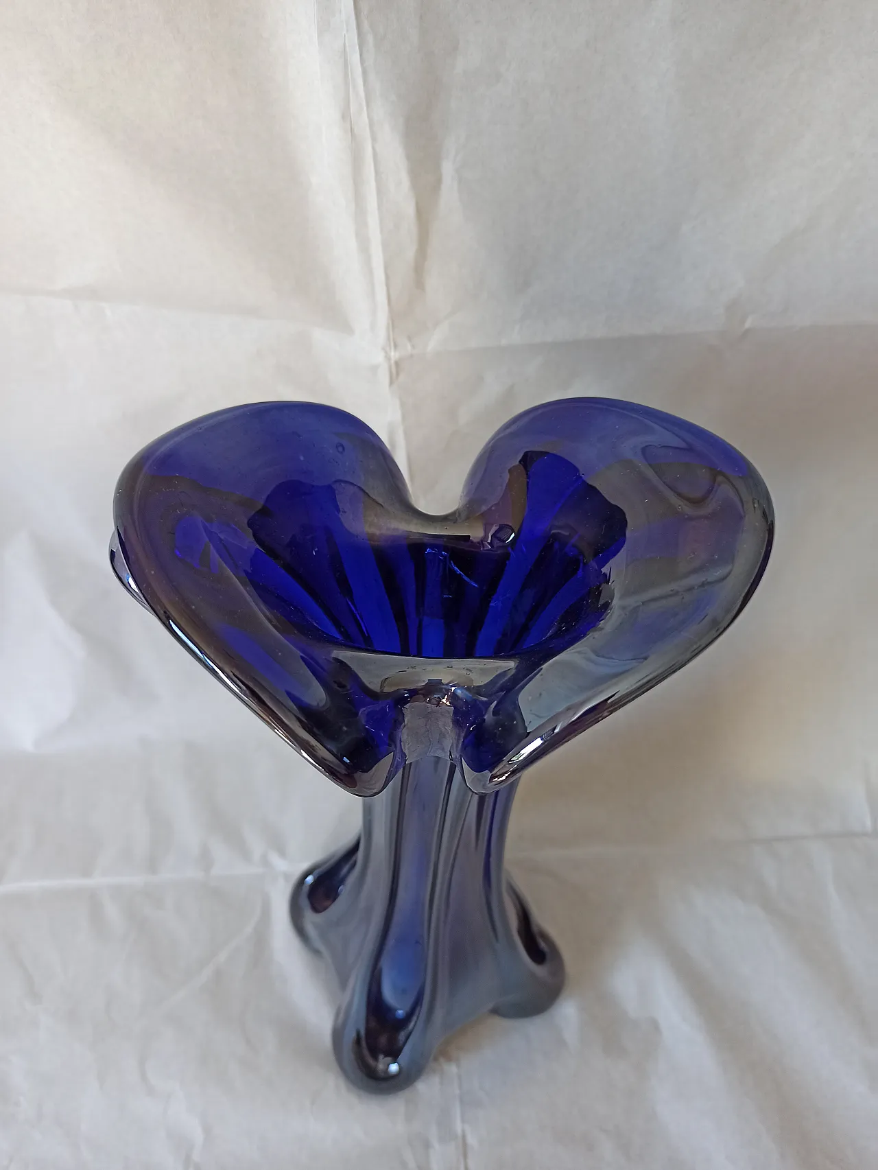 Vaso Murano Carnevale Blu Vetro, anni '70 12