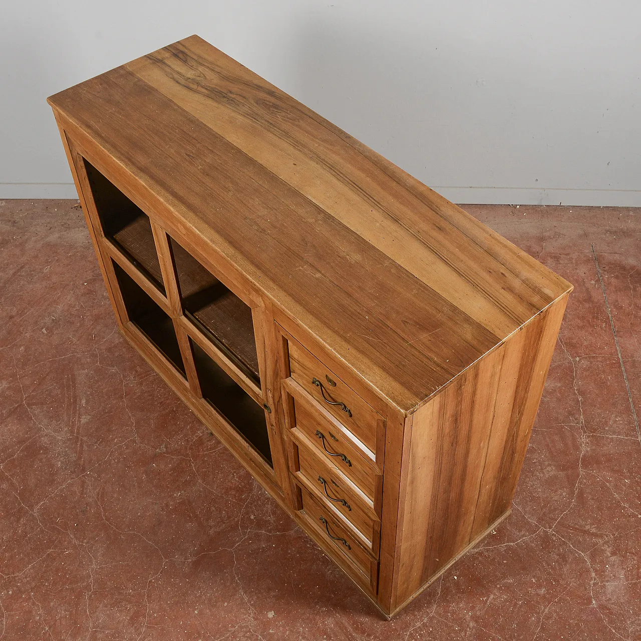 Credenza in legno e vetro con cassetti, '900 5