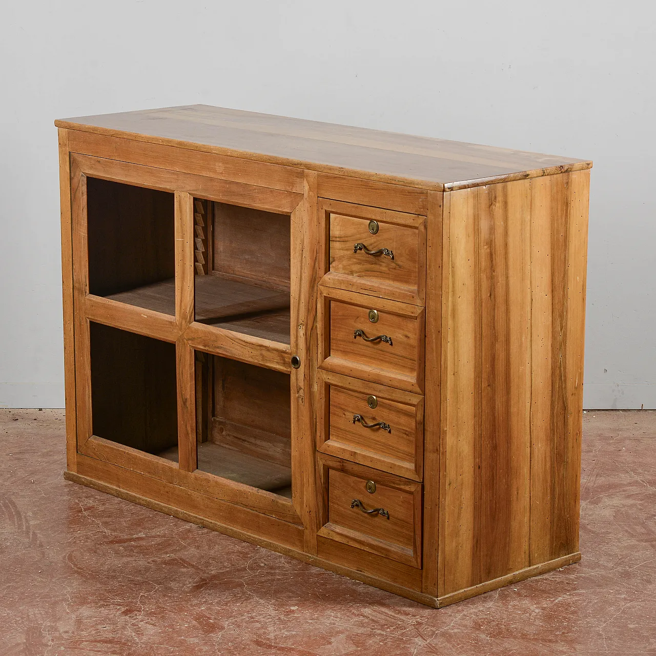 Credenza in legno e vetro con cassetti, '900 6