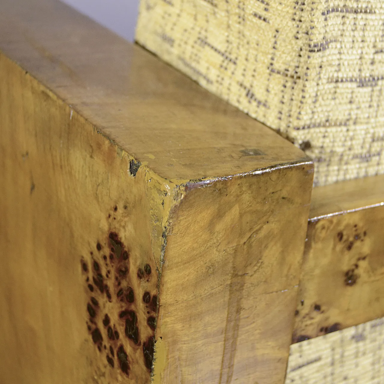 Pair of burl and Art Decò fabric club chairs, 1930s 6