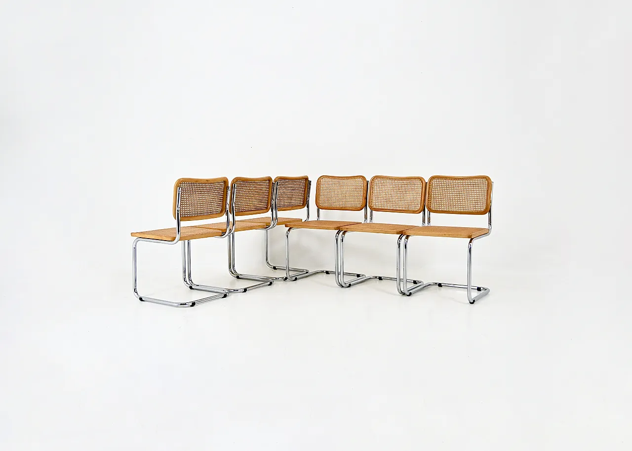 6 Sedie da pranzo stile B32 di Marcel Breuer, 80s 2