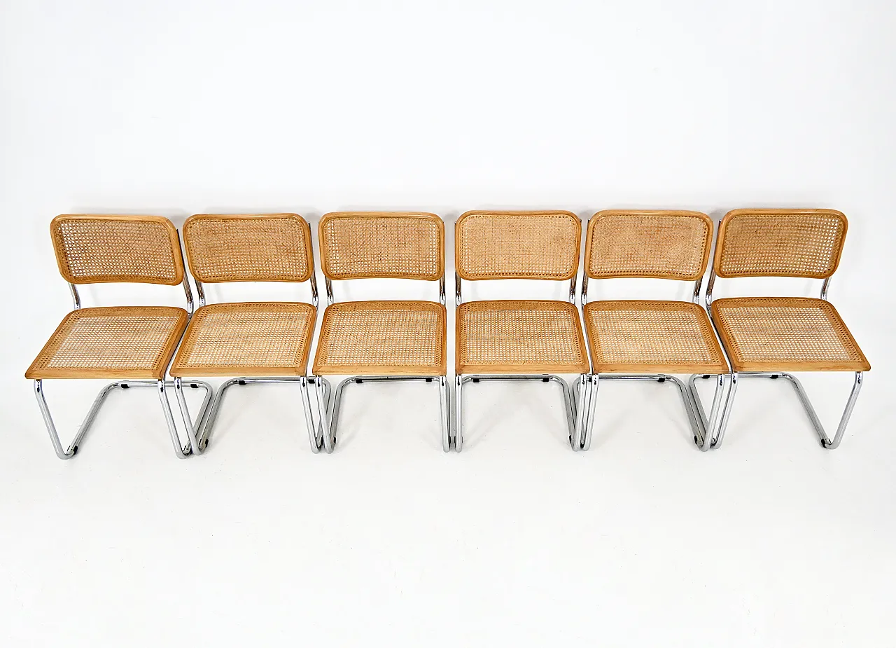 6 Sedie da pranzo stile B32 di Marcel Breuer, 80s 7