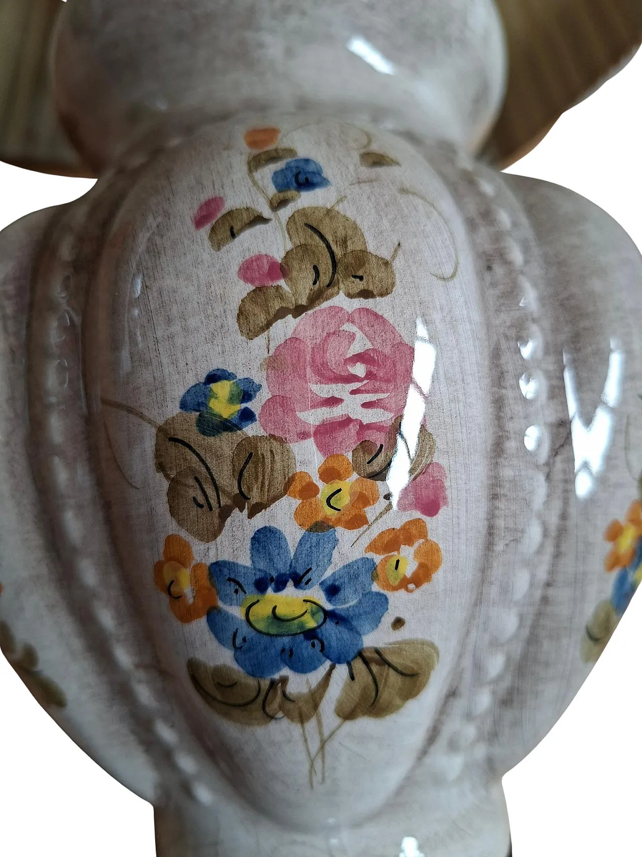 Hand-painted ceramic and velvet table lamp, 20th century 14