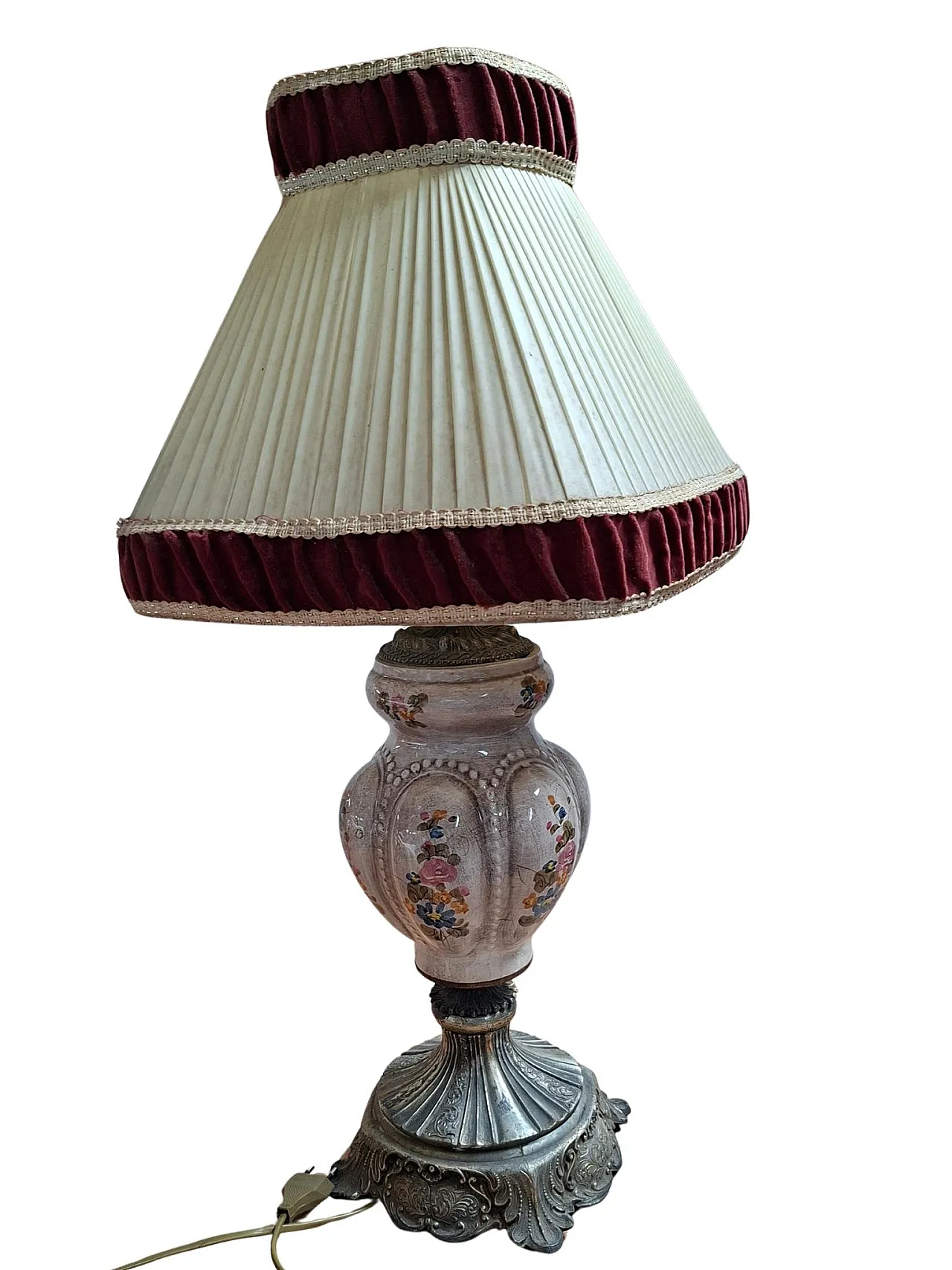 Hand-painted ceramic and velvet table lamp, 20th century 17