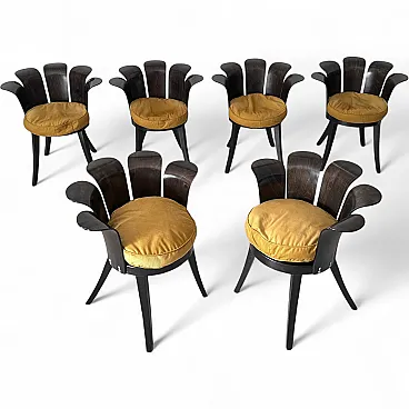 6 Flower chairs by Miro Harold, 1980s