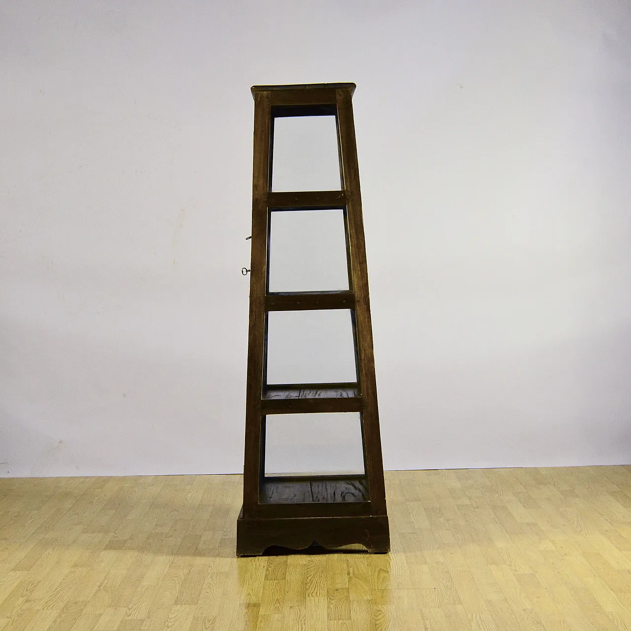 Four-tier teak pyramid display case, early 20th century 4