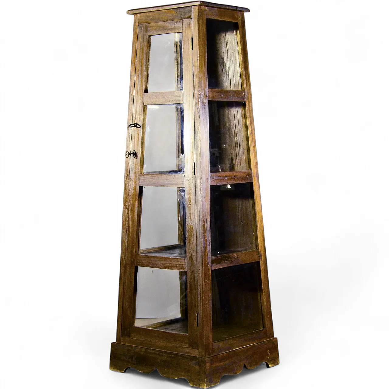 Four-tier teak pyramid display case, early 20th century 9