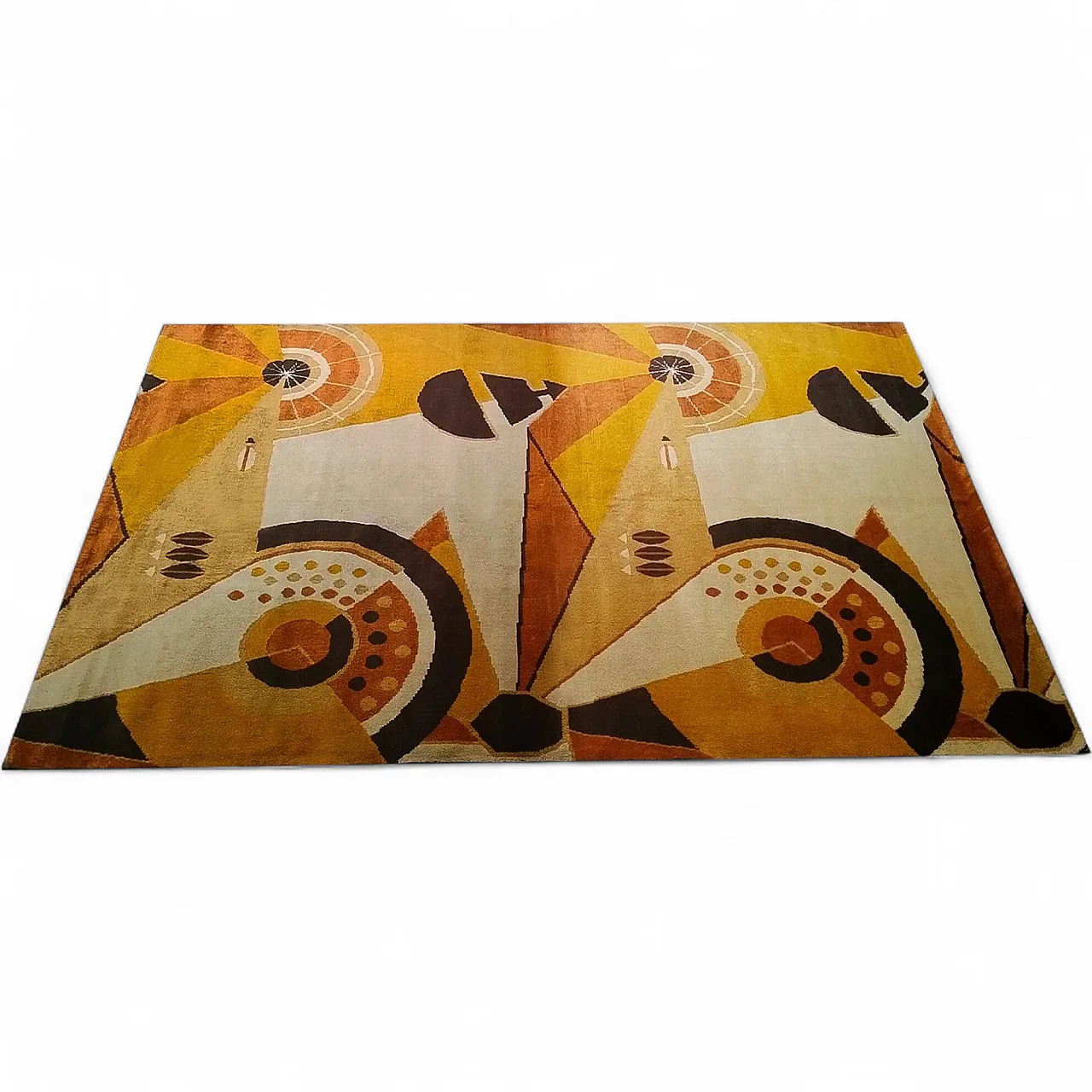 Constructivist mechanical futuristic rug, 1950s 10