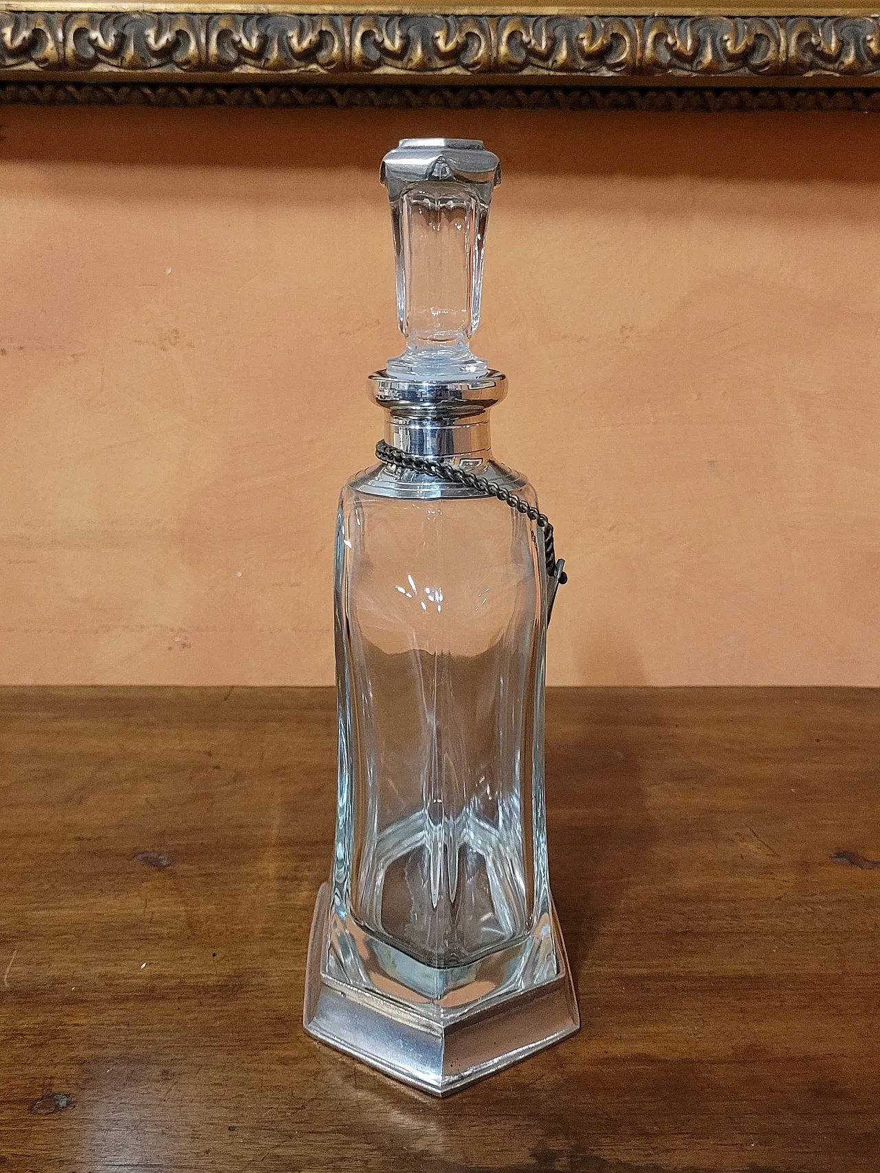 Bottiglia da cognac in cristallo e peltro Cavagnini, anni 2000 3