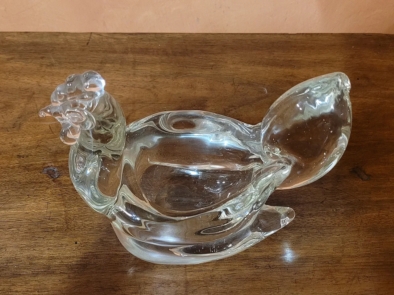 Glass bowl in the shape of a chicken, Murano 6