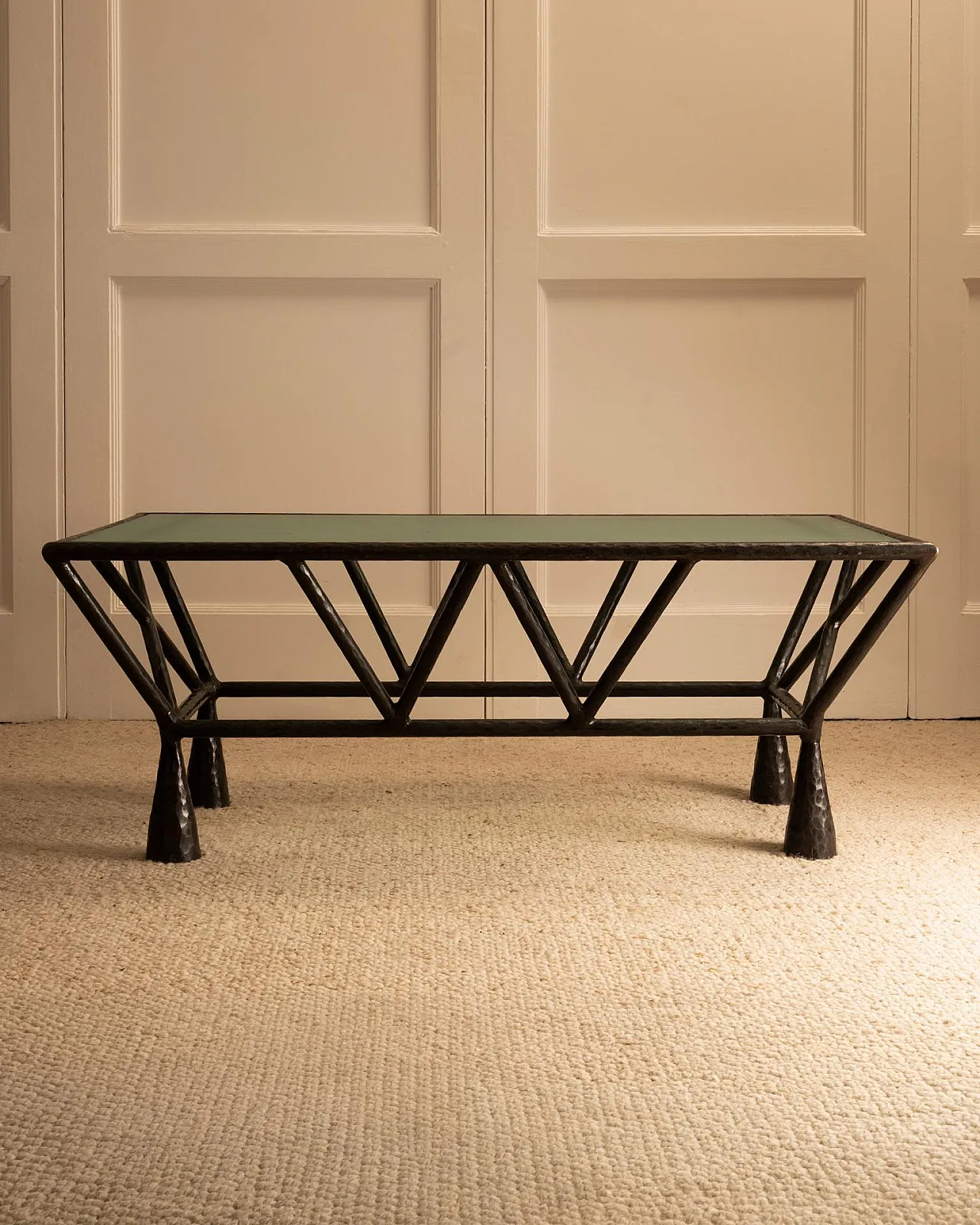 Zebra coffee table in iron and glass, 1990s 2