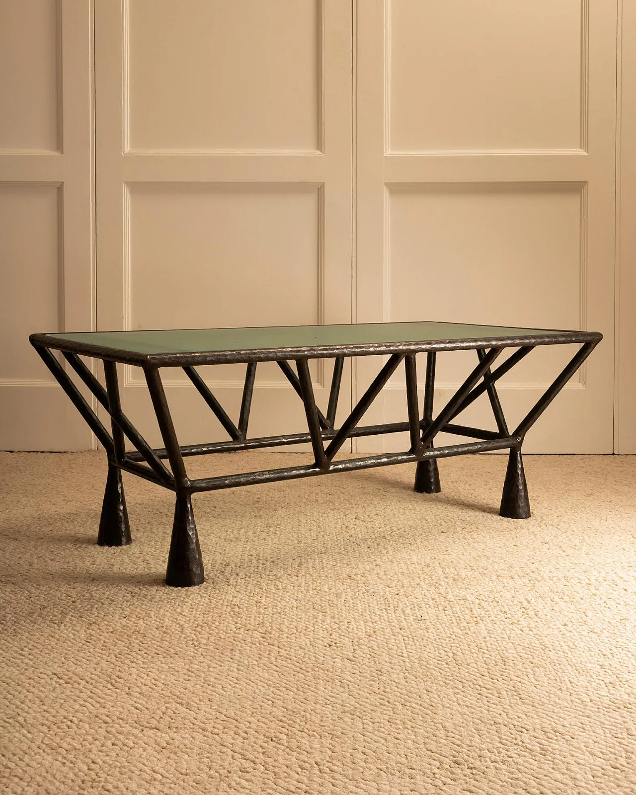 Zebra coffee table in iron and glass, 1990s 5