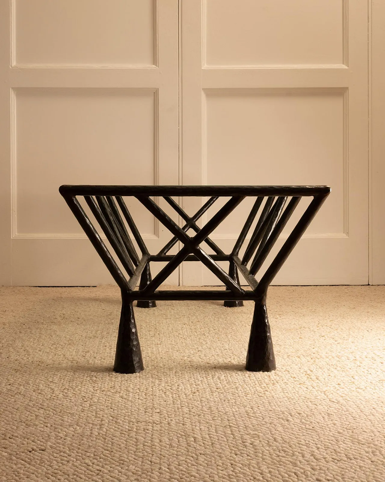 Zebra coffee table in iron and glass, 1990s 6