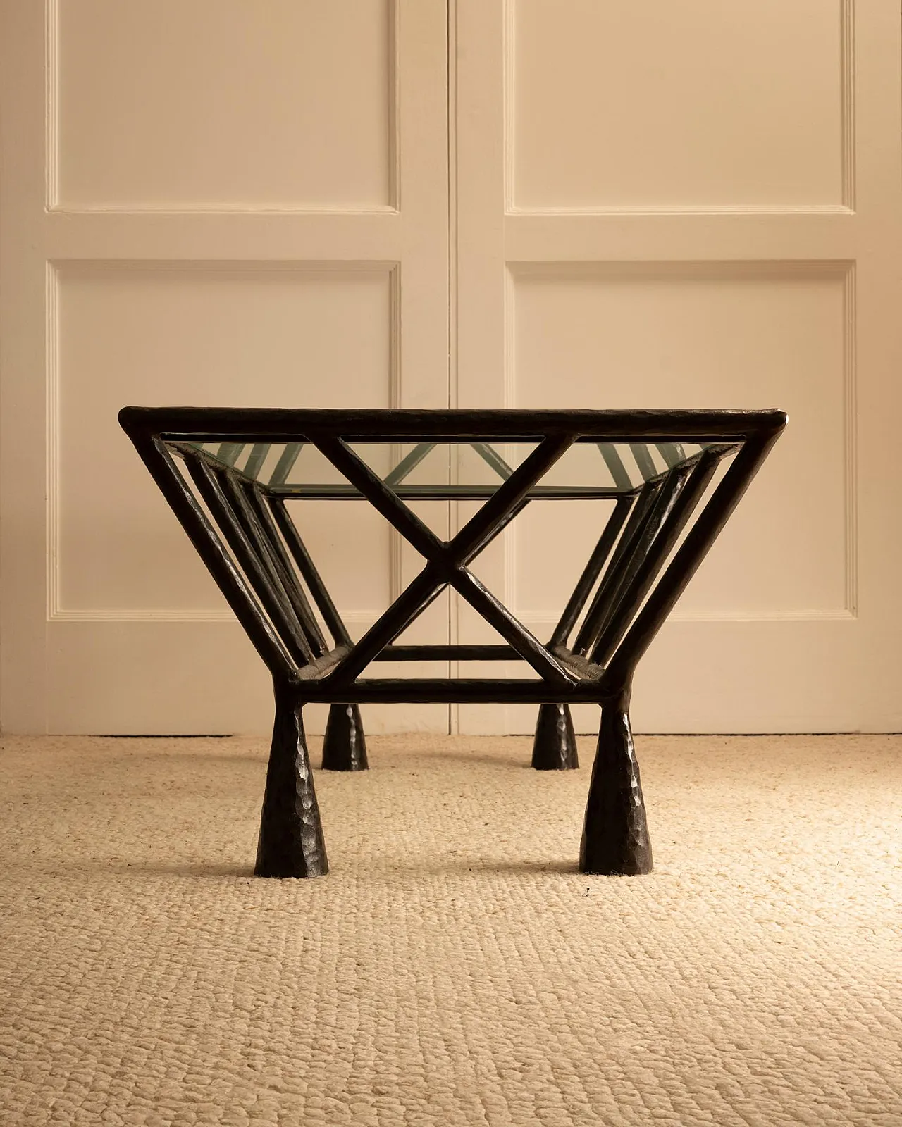 Zebra coffee table in iron and glass, 1990s 7