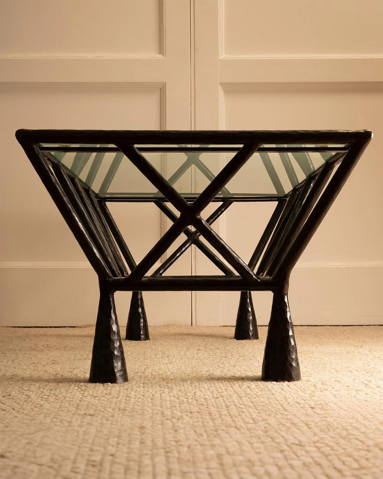 Zebra coffee table in iron and glass, 1990s 8