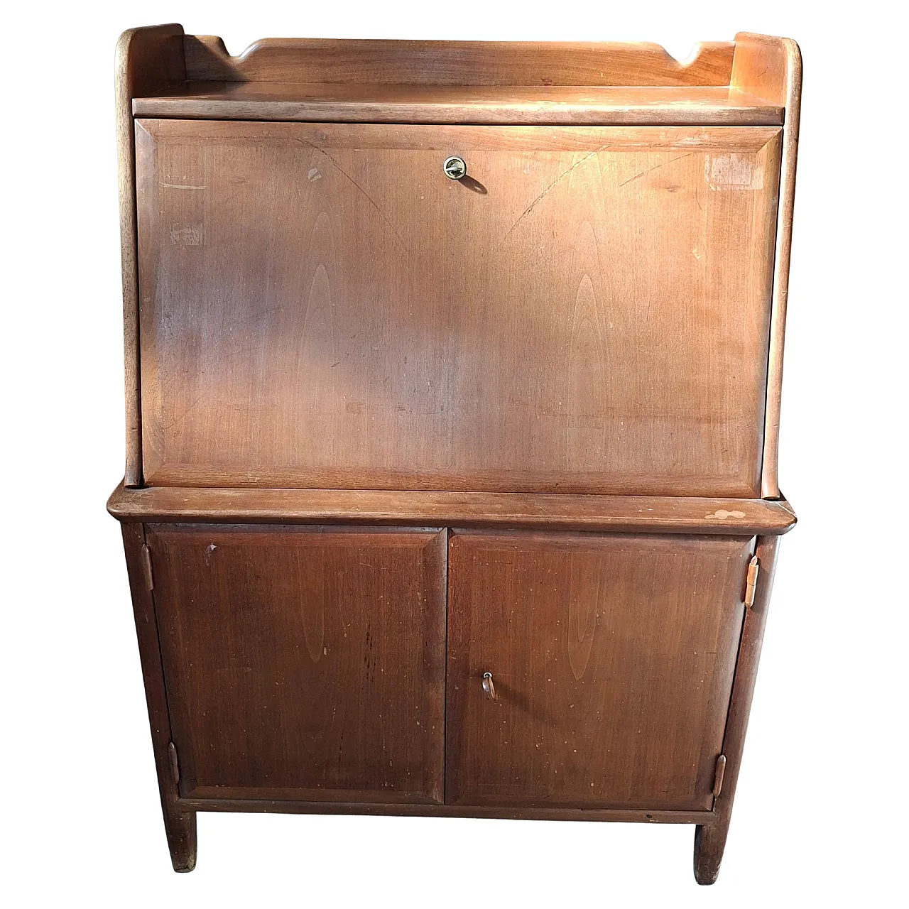 Wooden drop-leaf writing desk secretaire, 1960s 1