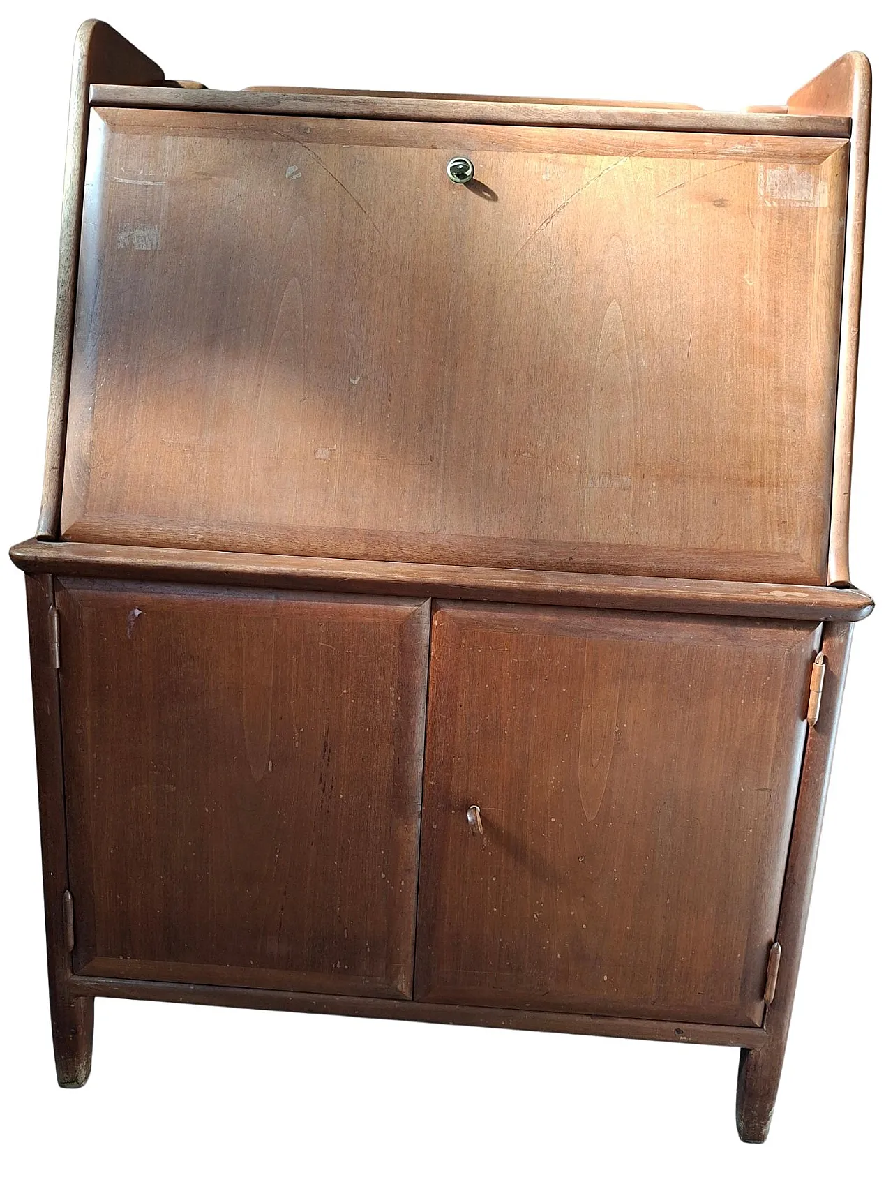 Wooden drop-leaf writing desk secretaire, 1960s 4