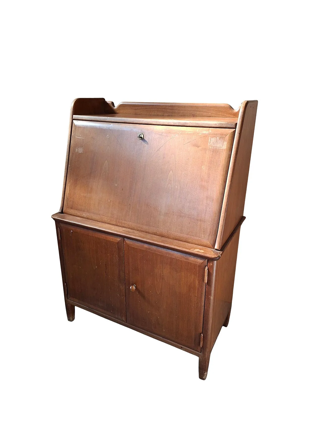 Wooden drop-leaf writing desk secretaire, 1960s 5
